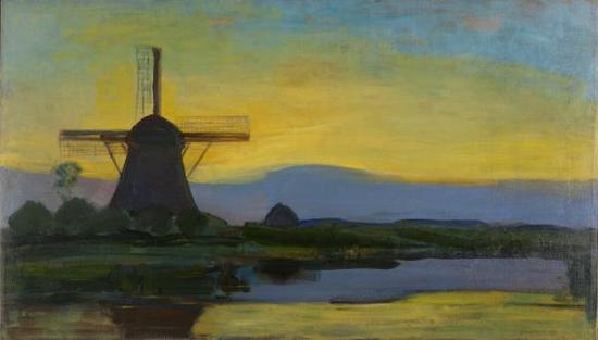 水邊風車（Oostzijde Windmill at Night),1907-08