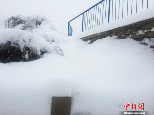 11月21日，河北承德持續(xù)降雪，過程雪量達(dá)到中到大雪，甚至暴雪。承德發(fā)布暴雪黃色預(yù)警。圖為厚厚的積雪。孫超 攝